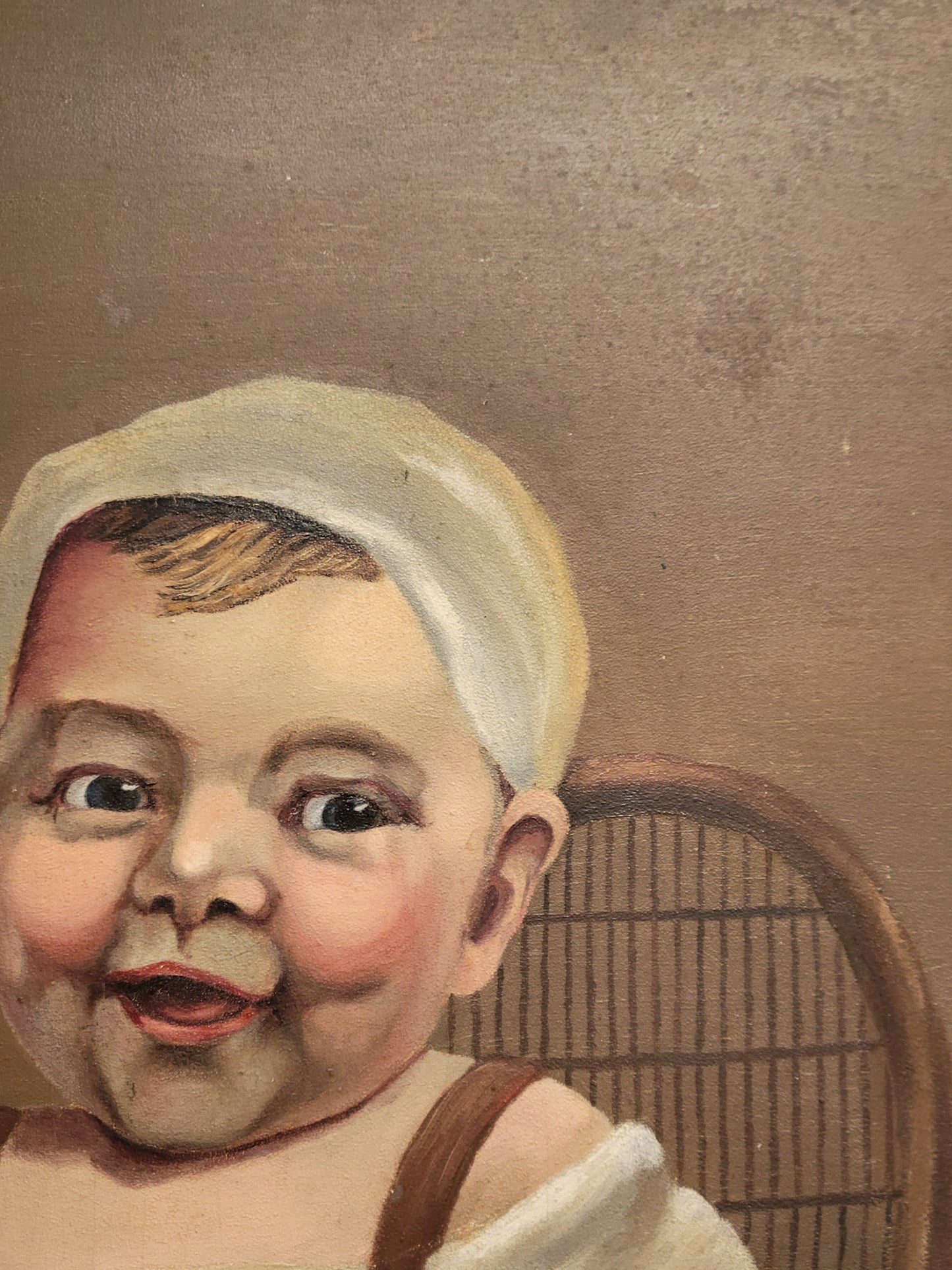 Vintage Painting of a Young Child - Oil on Board