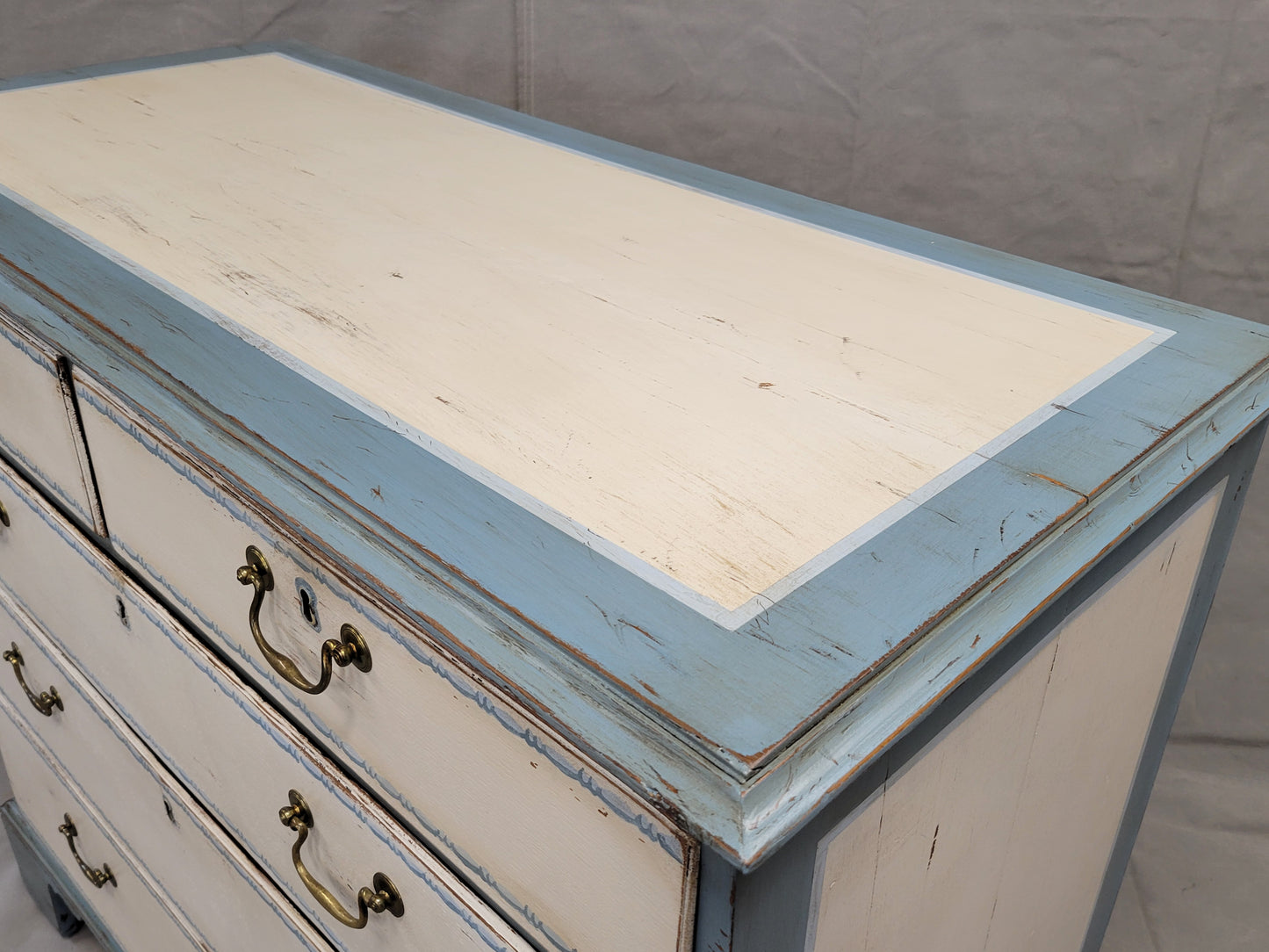 Antique English 1850s Painted Oak Dresser With Bracket Feet