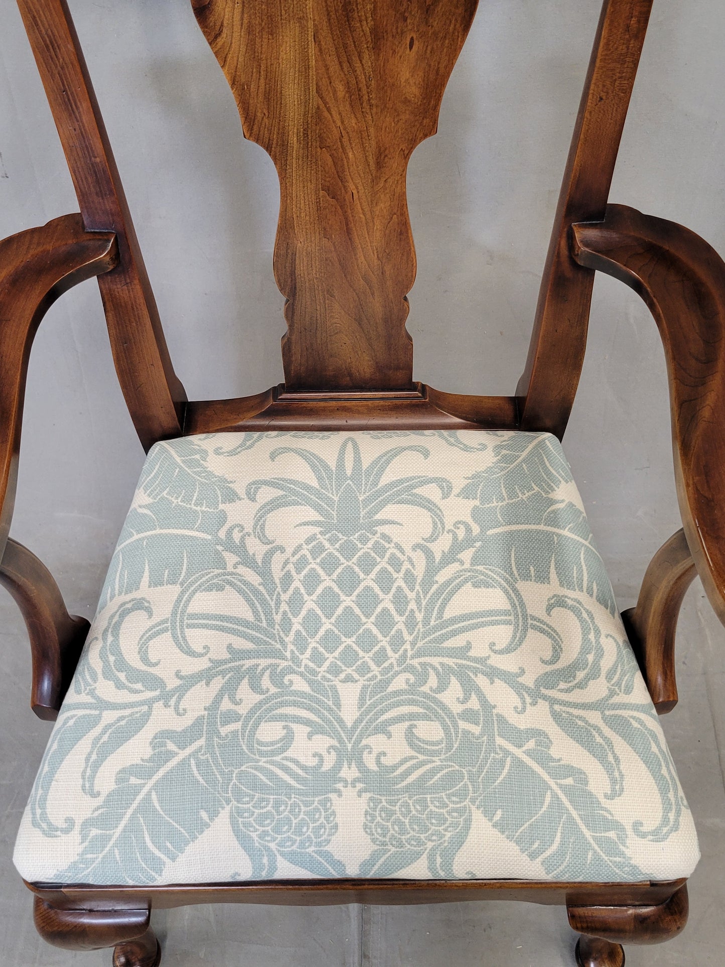 Set of 10 Vintage 1980s Statton Furniture Dining Room Chairs With Tommy Bahama Fabric Seats