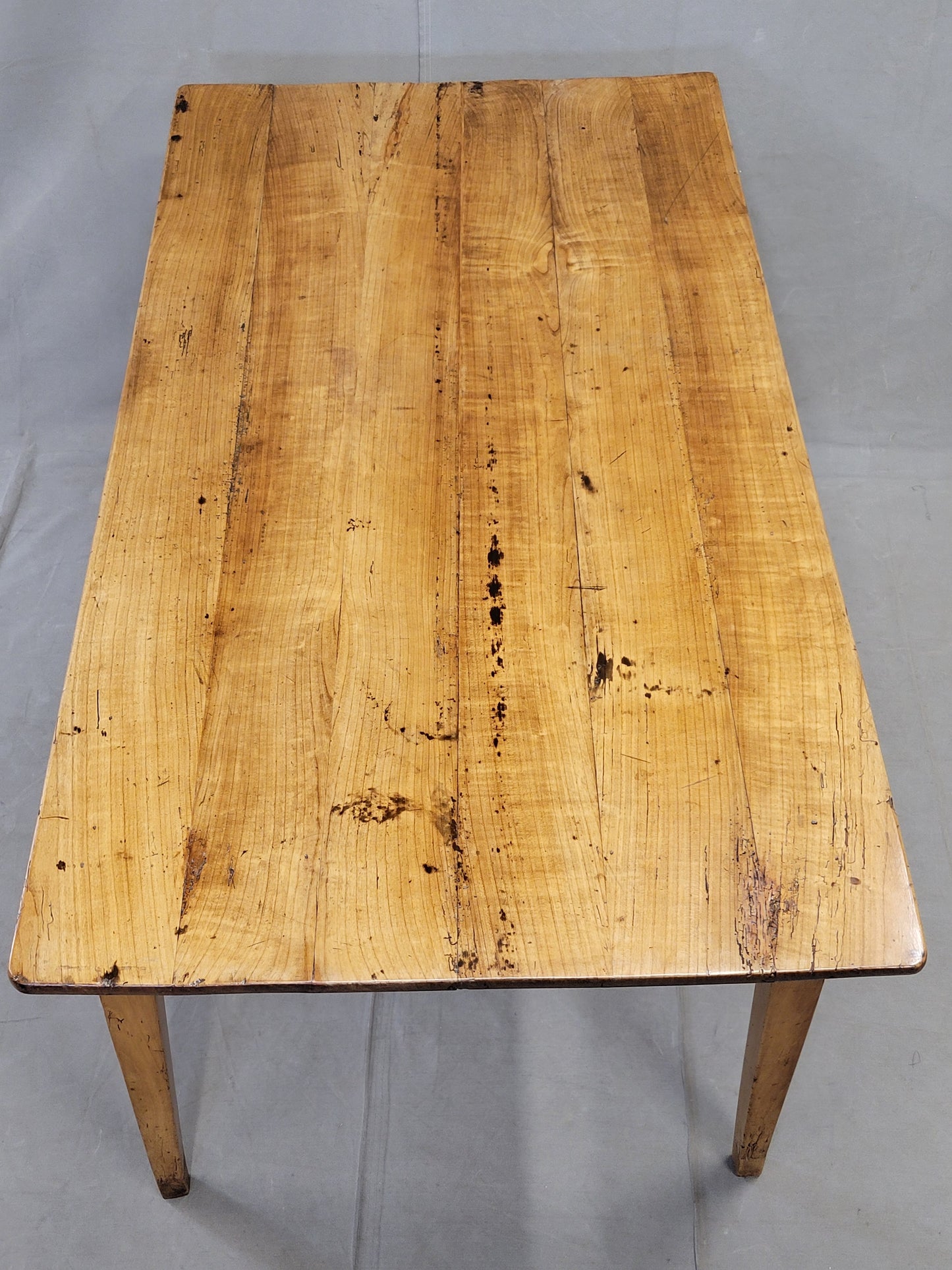 Antique French Provincial Cherry Farmhouse Table With Breadboard and Drawers