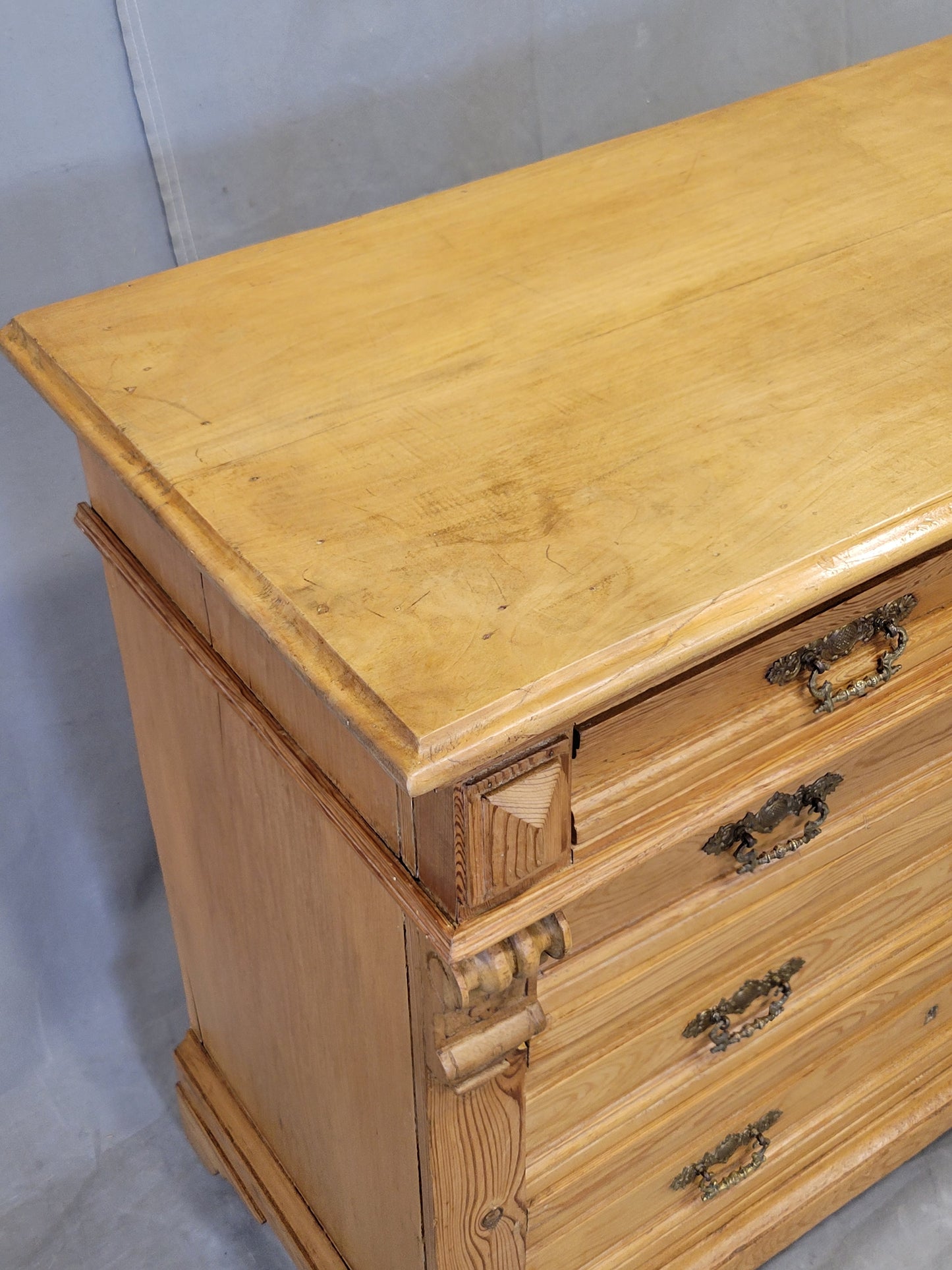 Antique Eastern European or German Pine Chest of Drawers Dresser