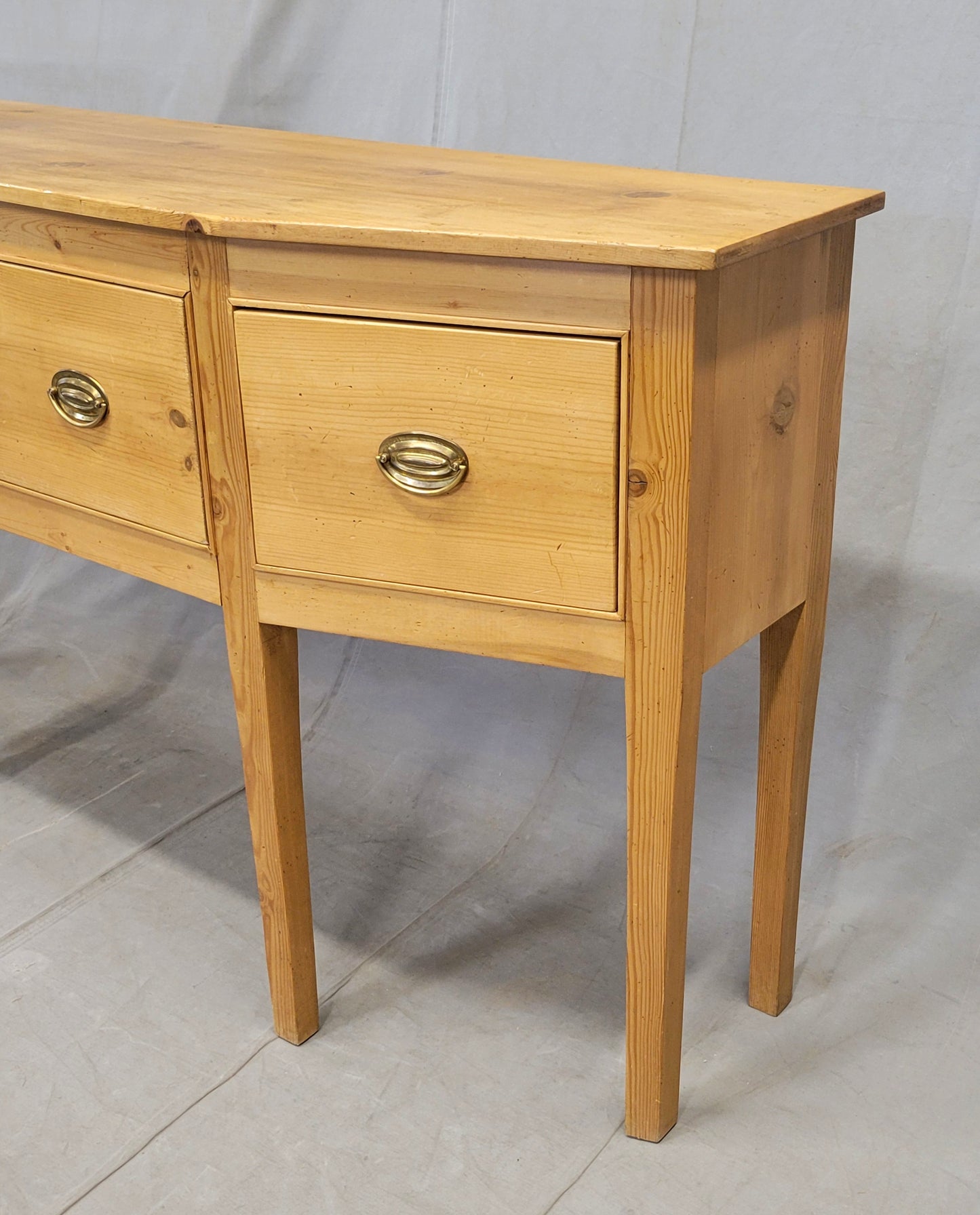 Vintage Shaker Style Pine Console Sideboard Buffet With Brass Pulls