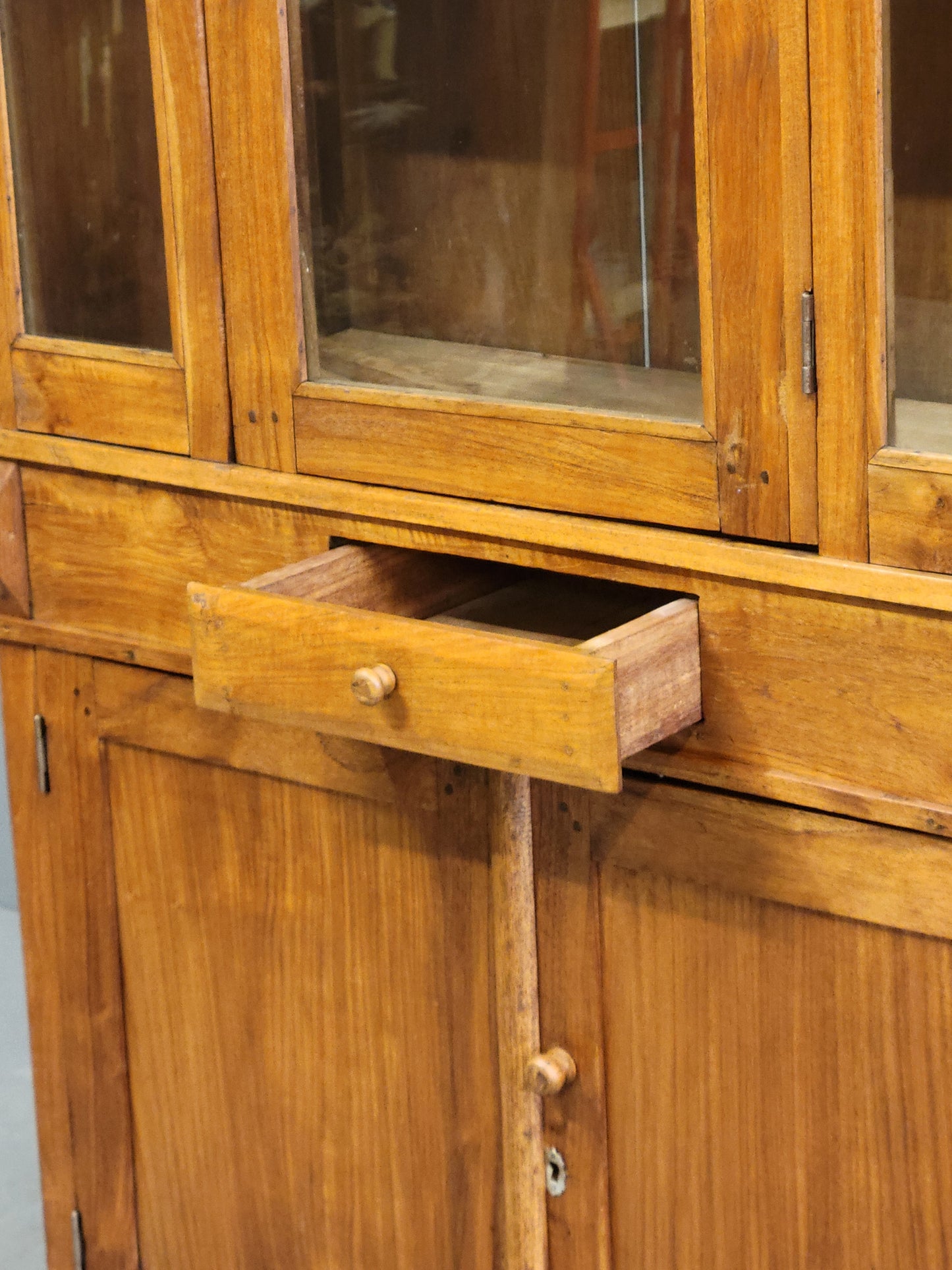 Antique Dutch Colonial Glass Door Cabinet