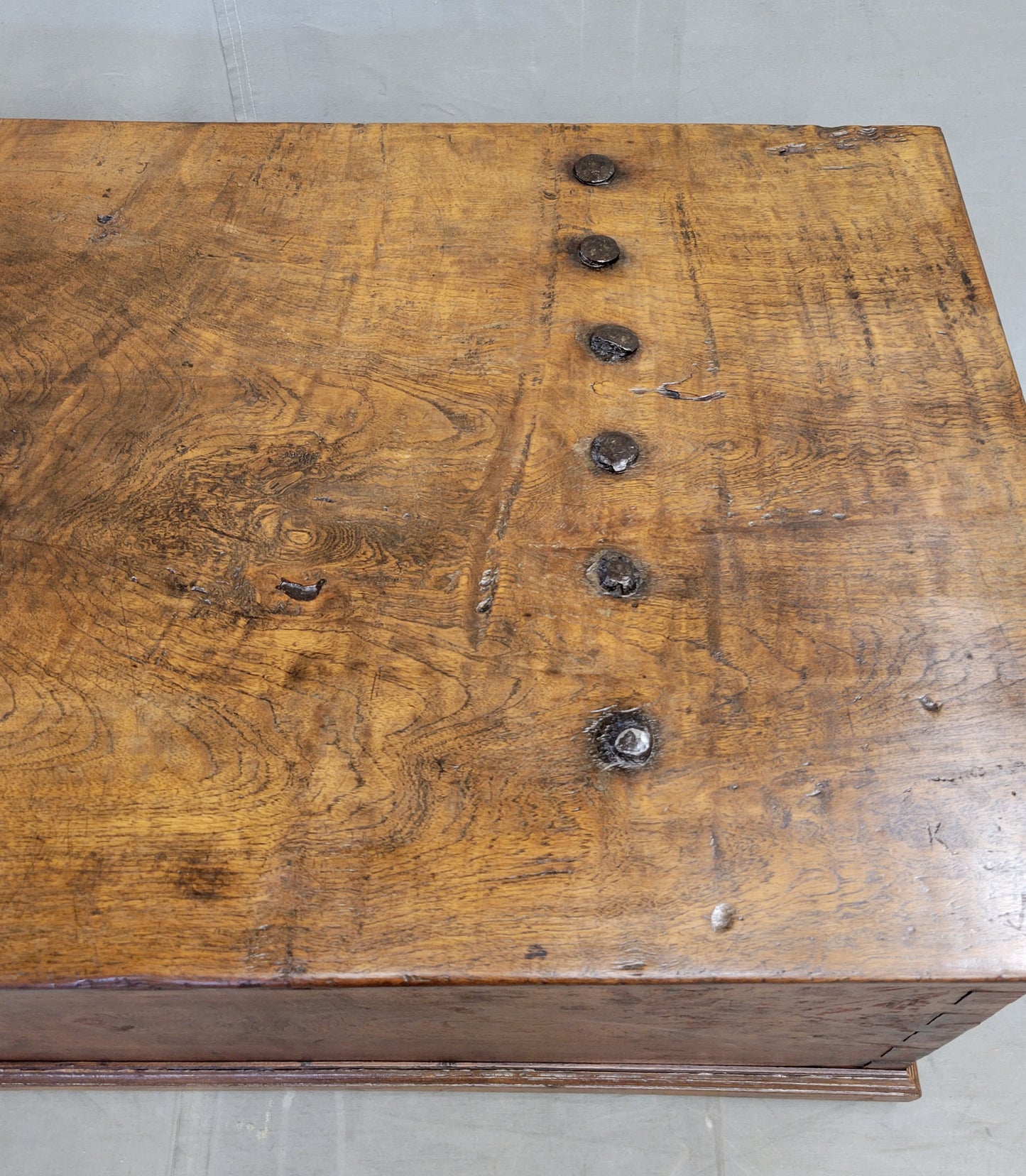 Antique Teak Storage Box With Iron Hardware Coffee Table (RL)