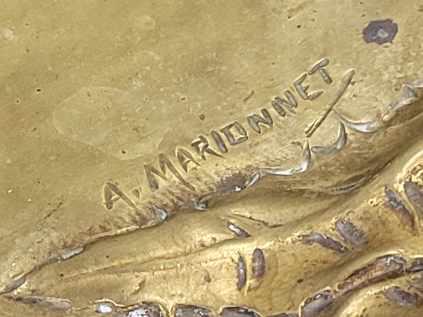 Antique Art Nouveau Signed Albert Marrionet Bronze "Vide Poche" Valet Tray (RL)