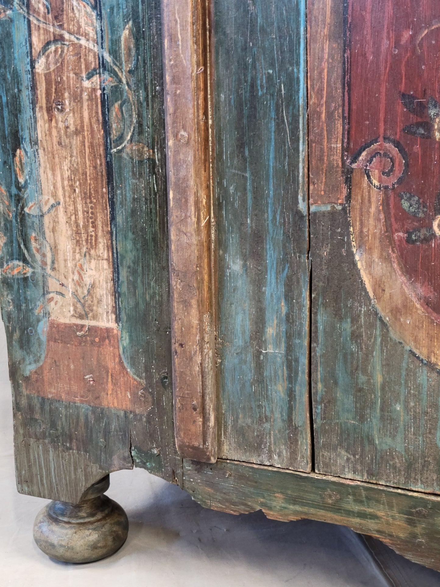 Antique Early 1800s Eastern European Pine Wardrobe Armoire With Original Paint