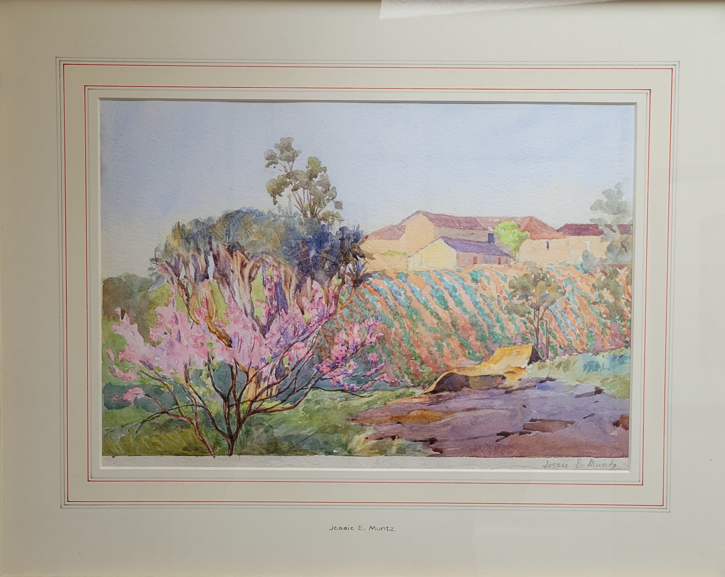 Signed Jessie E. Muntz (Great Britian, Active 1903-1924) Landscape Scene, Watercolor (Framed)
