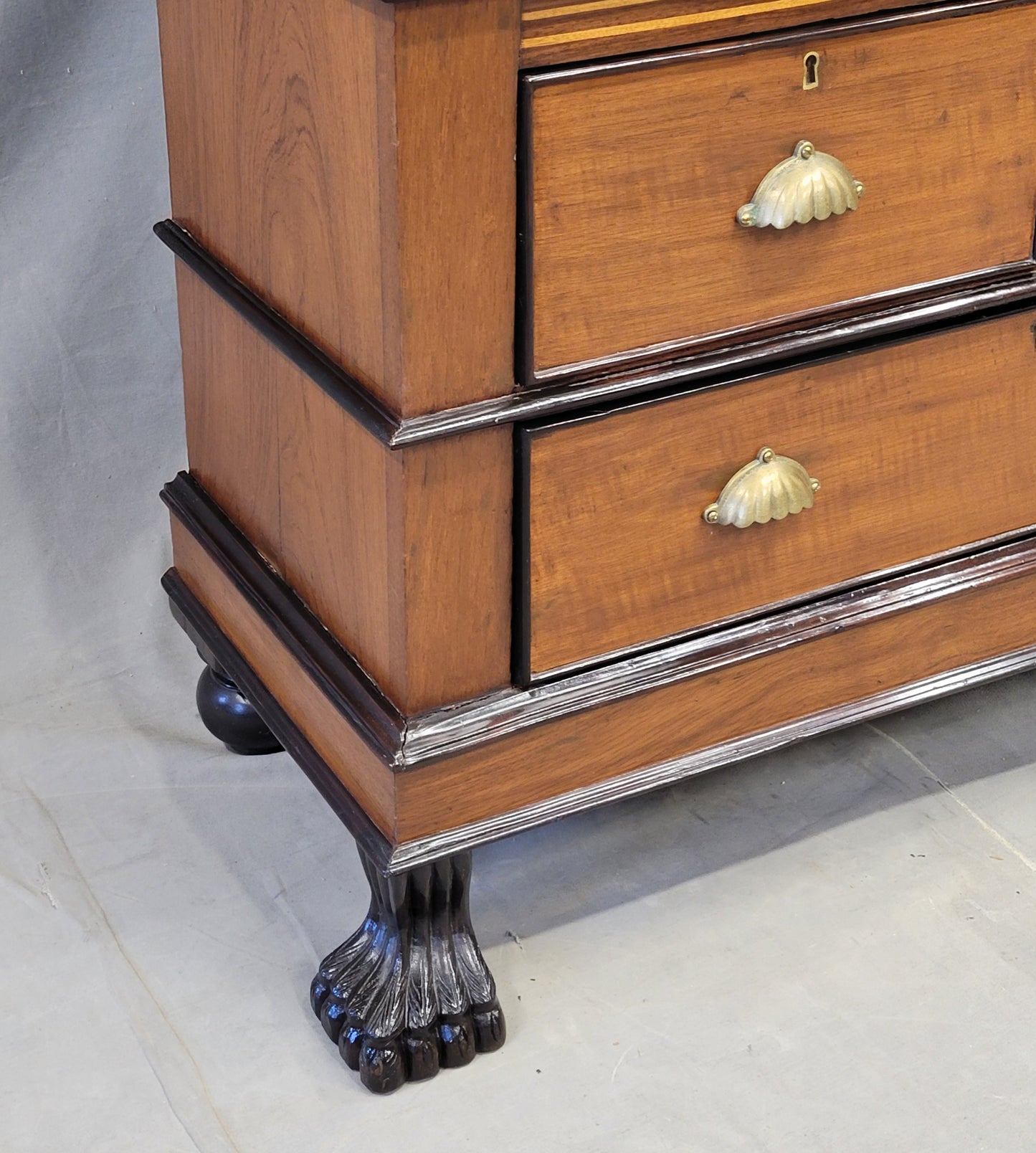 Antique Circa 1900 Anglo Indian Teak and Rosewood Mirrored Cabinet With Inlay