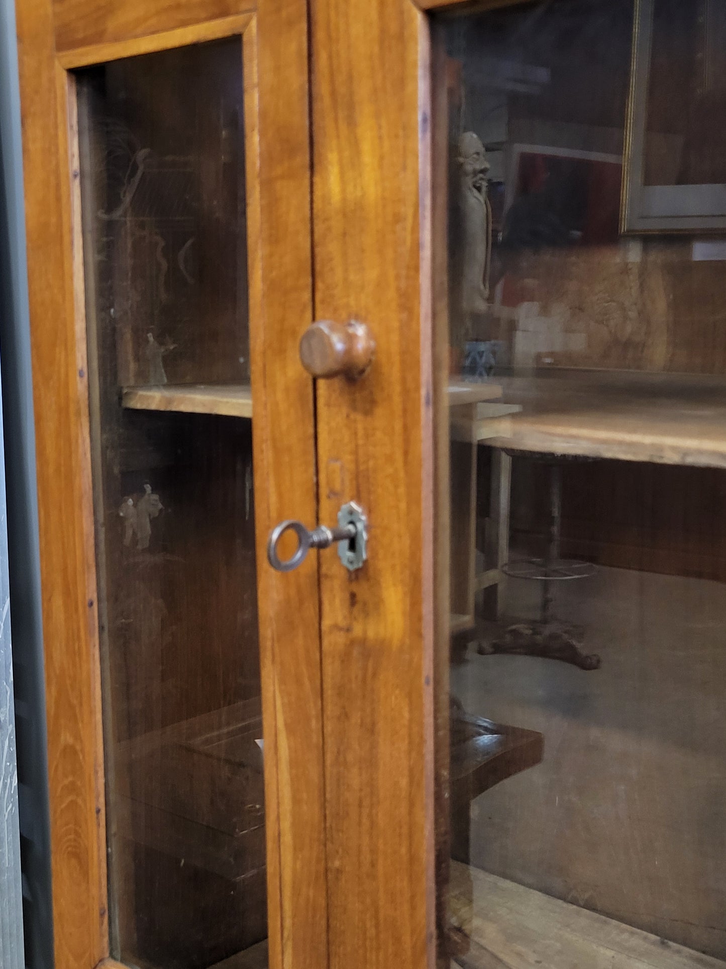 Antique Dutch Colonial Glass Door Cabinet