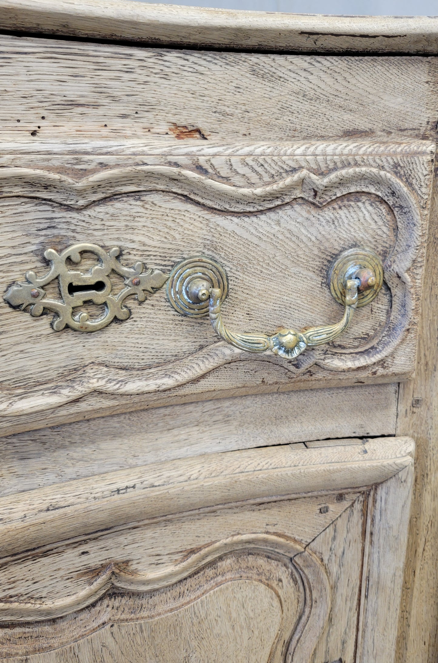 Antique 18th C. French Bleached Oak Serpentine Front Sideboard