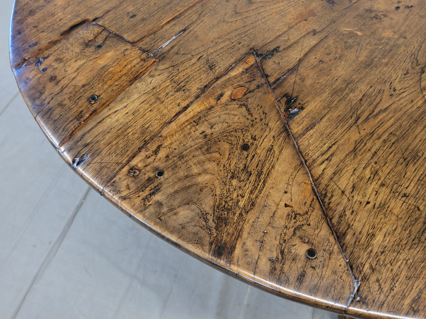 Antique Dutch Colonial Rustic Round Teak Dining Table