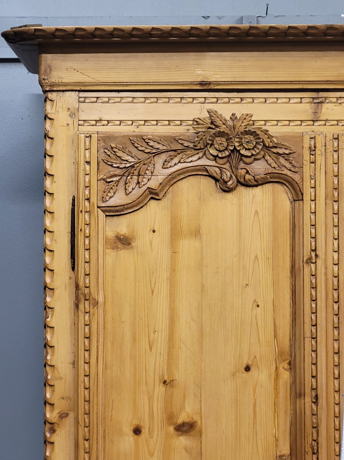 Antique Circa 1870 French Provincial Pine Wedding Armoire