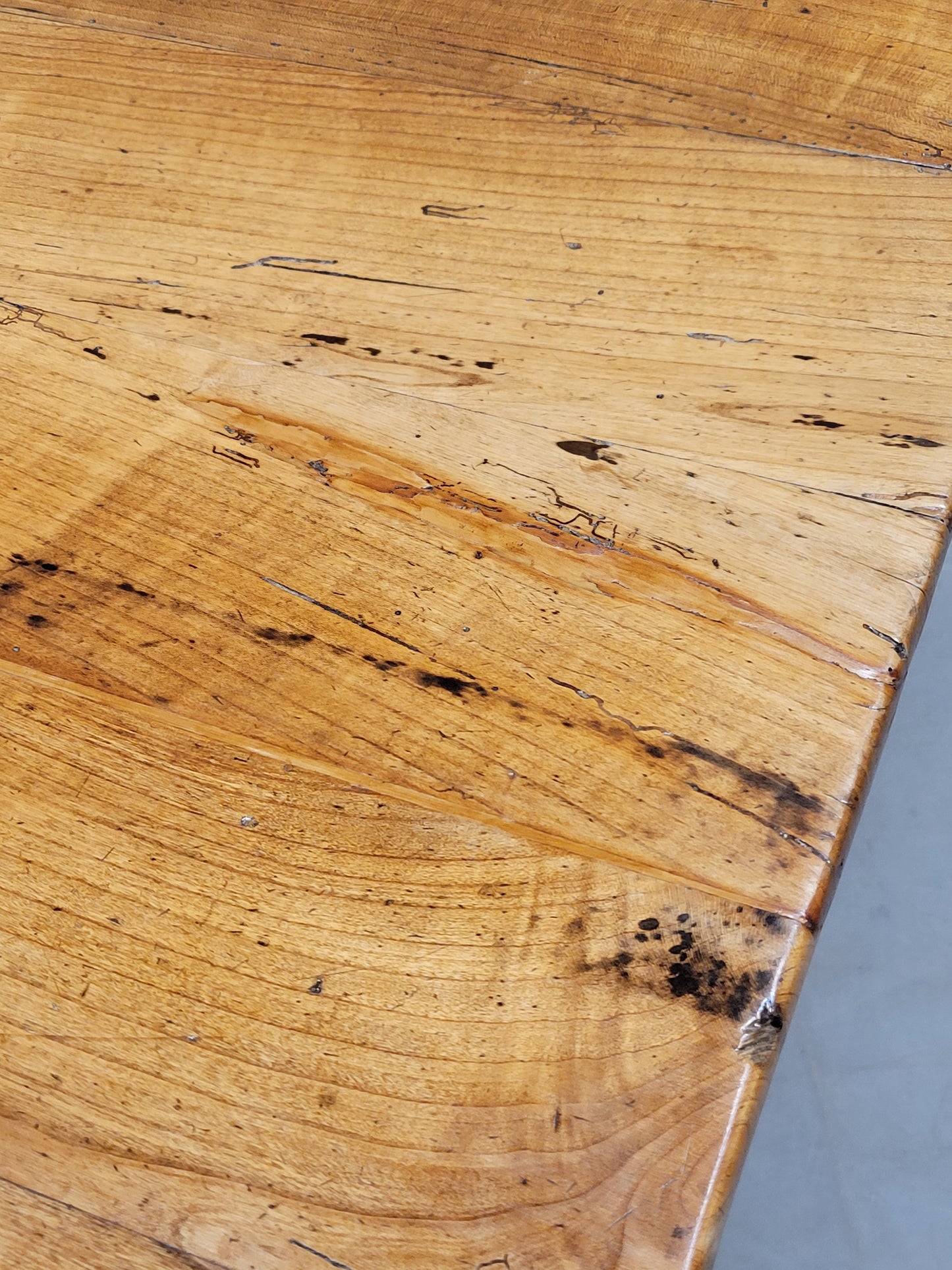 Antique French Provincial Cherry Farmhouse Table With Breadboard and Drawers