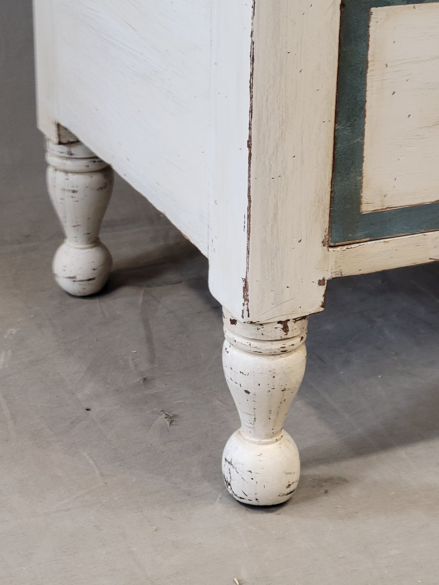 Antique English Painted Dresser Chest of Drawers With Greek Key Motif
