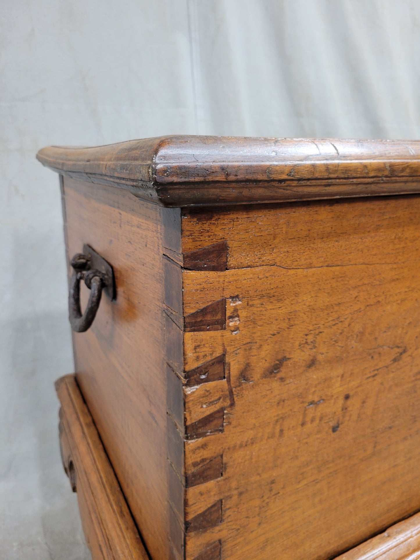 Antique Javanese Teak Grobog Blanket Chest on Wheels