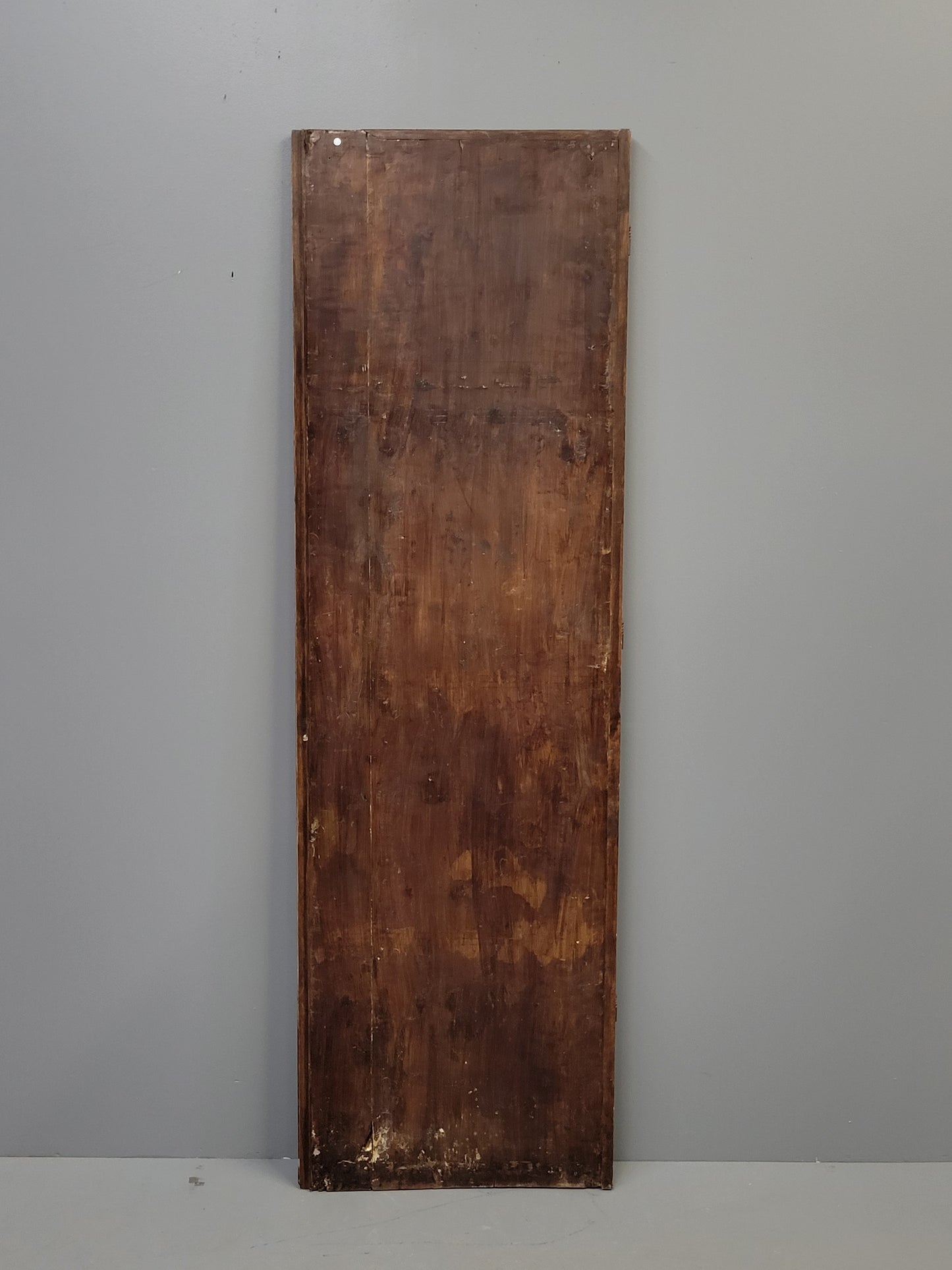 Antique French Faux Grain Painted Pine Pantry Door With Landscape Scenes