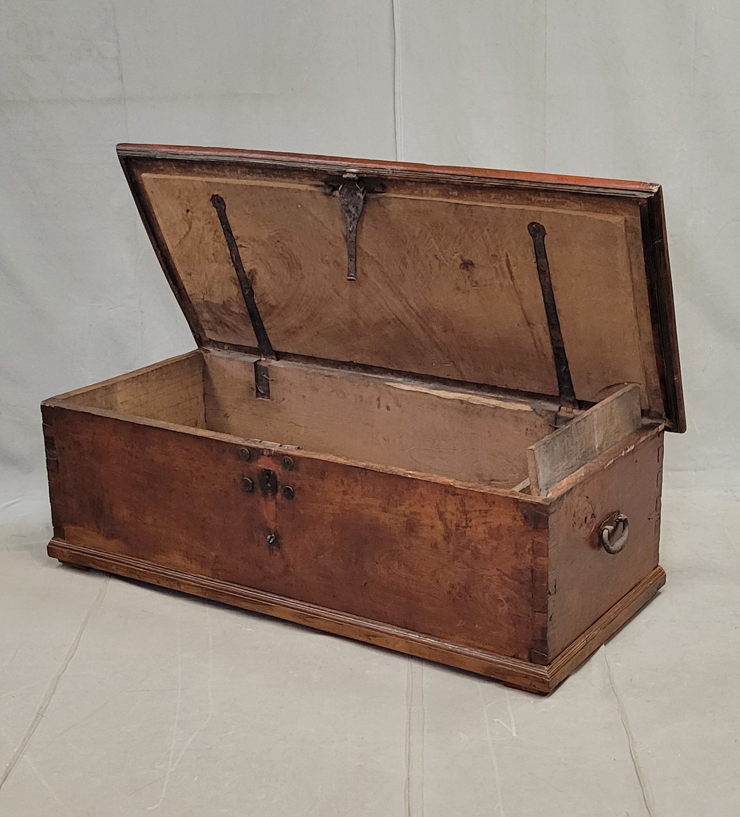 Antique Teak Storage Box With Iron Hardware Coffee Table (RL)
