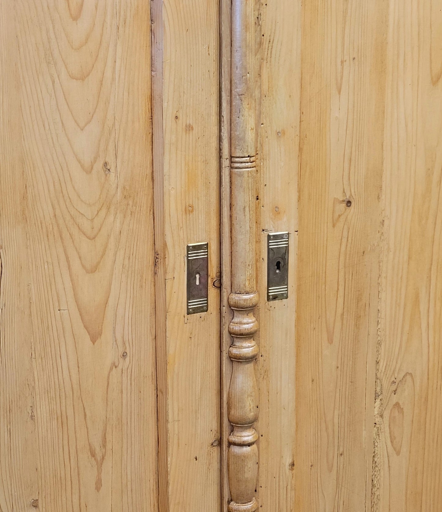 Antique Eastern European Pine Armoire Wardrobe With Shelves