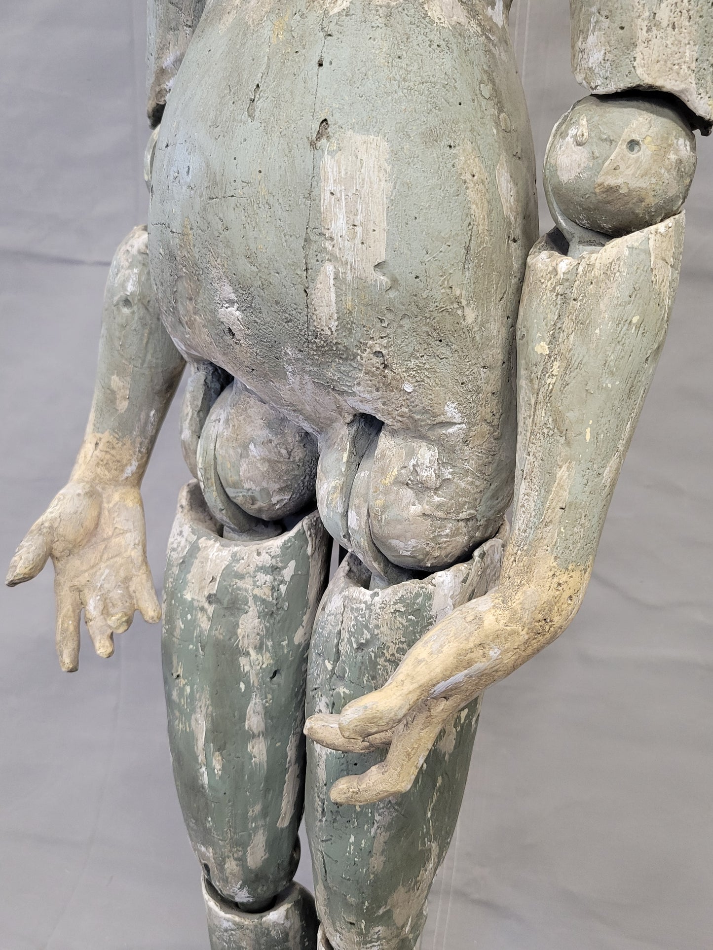 Vintage Spanish Colonial Style Articulated Large Virgin Mary Santos Sculpture on a Stand