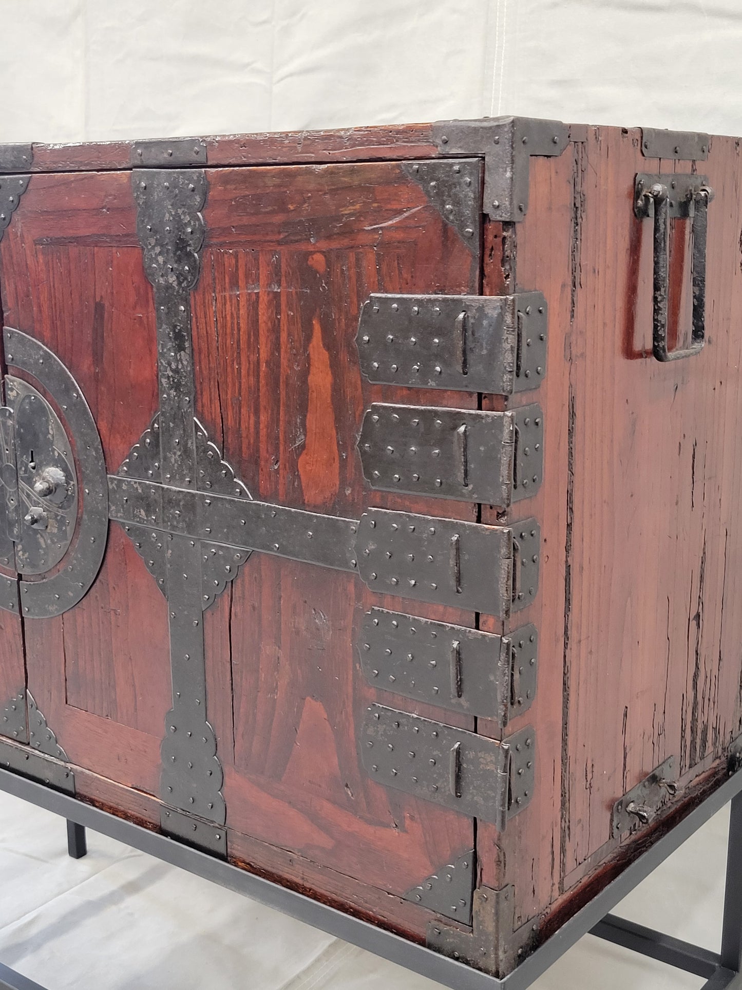 Antique Japanese Tansu Chest With Drawers on Contemporary Metal Stand