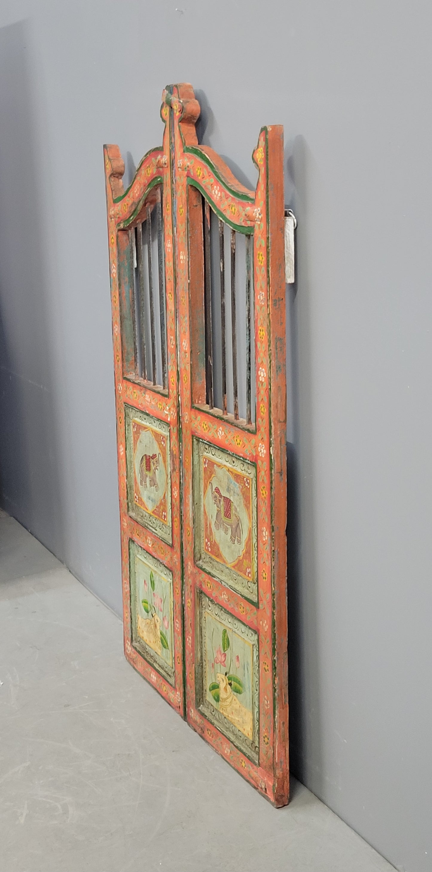 Antique Painted Indian Dog Gates Wall Hanging