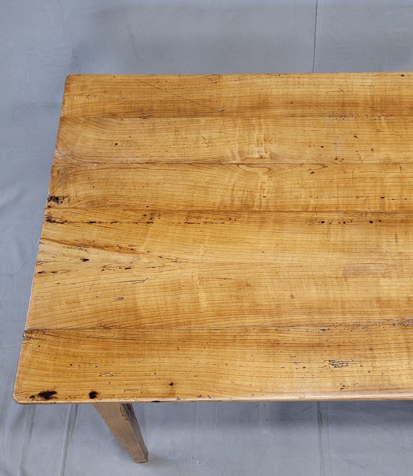 Antique French Provincial Cherry Farmhouse Table With Breadboard and Drawers