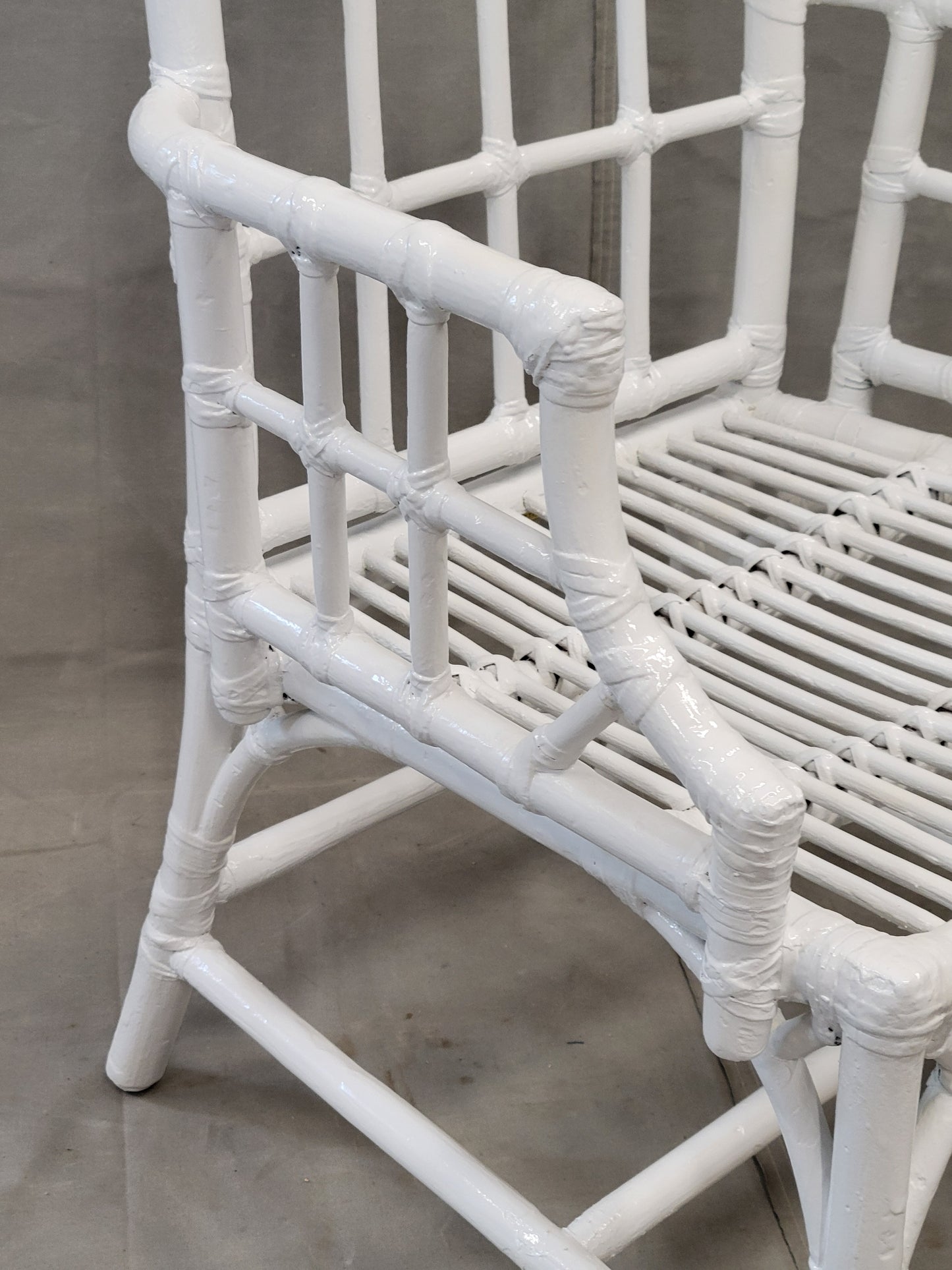 Vintage Painted McGuire Bamboo Armchairs - Set of 4