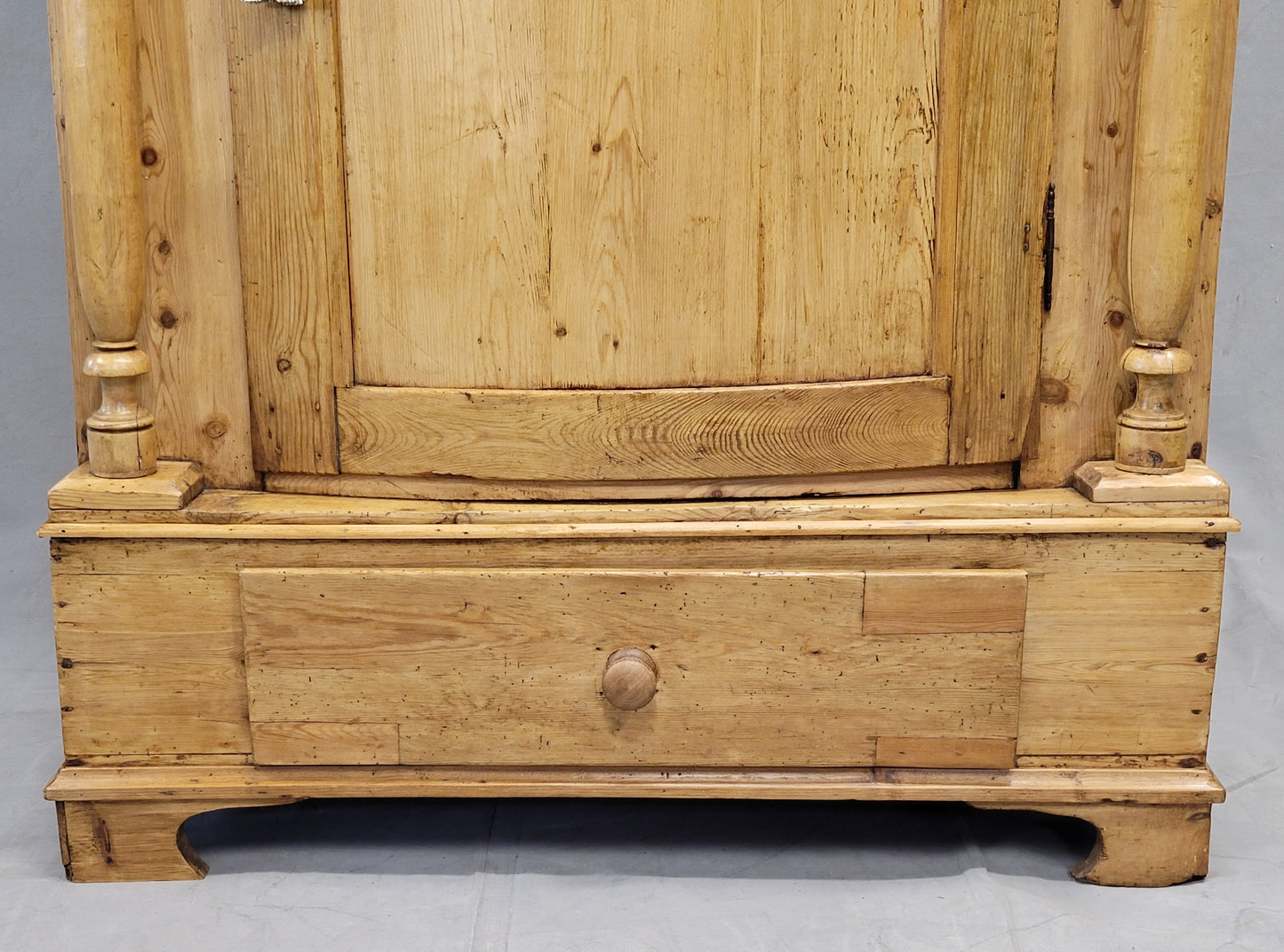Antique 19th Century Danish Scandinavian Pine Bow Front Armoire Wardrobe