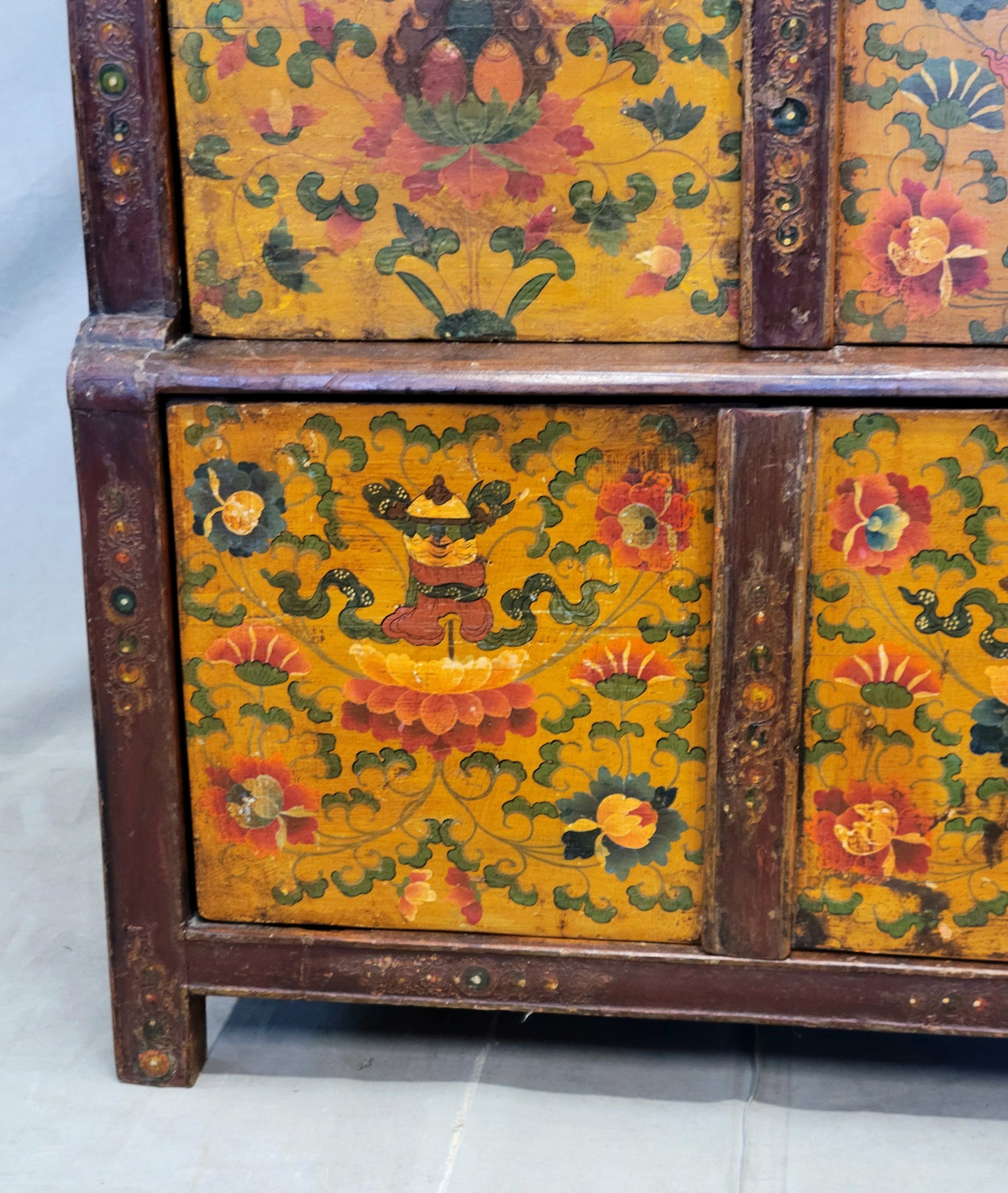 Antique 1920s Tibetan Stepped Storage Altar Cabinet