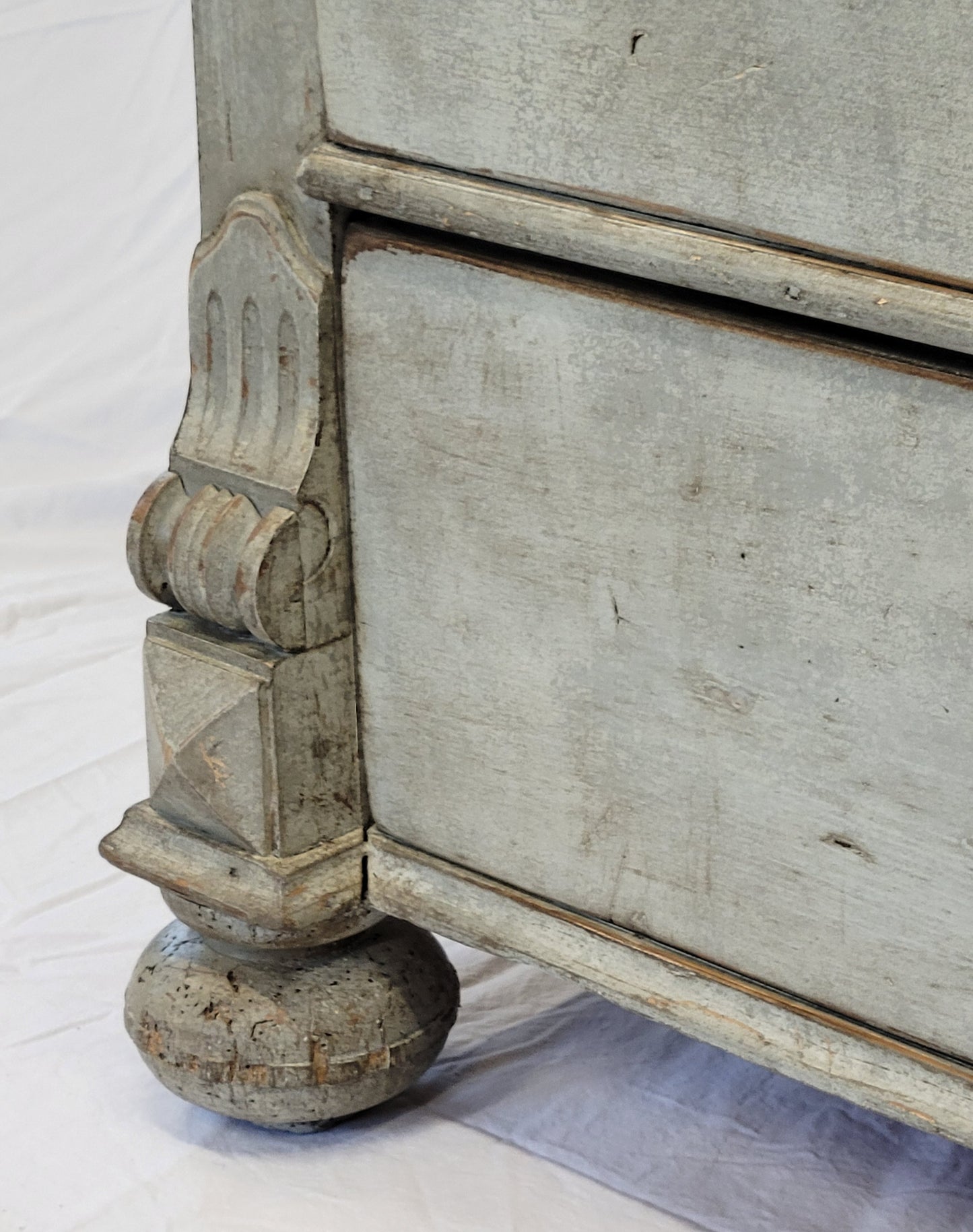 Antique European Pine Gustavian Style Gray Dresser Chest of Drawers