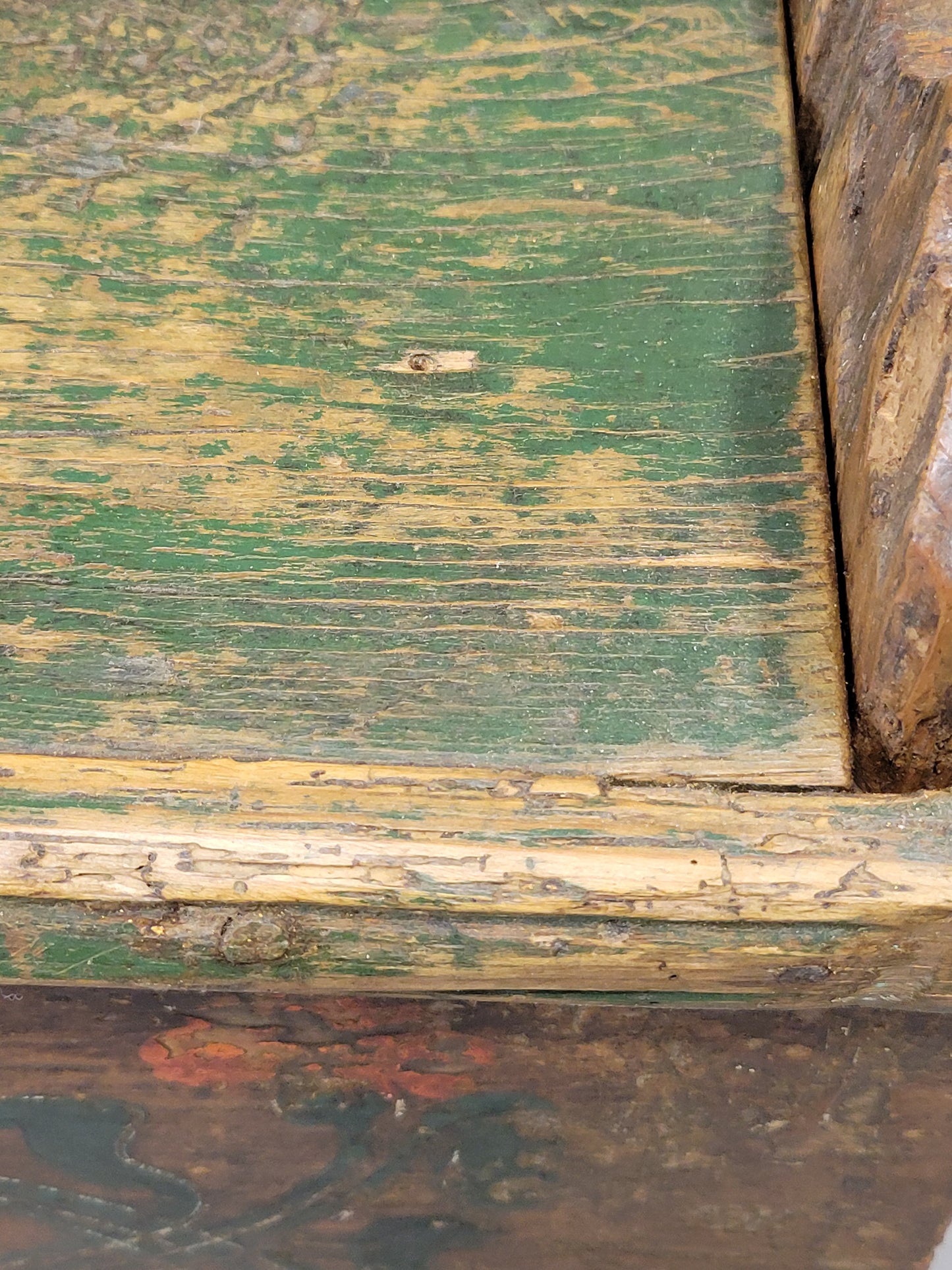 Antique Late 1800s Romanian Painted Pine Storage Bench