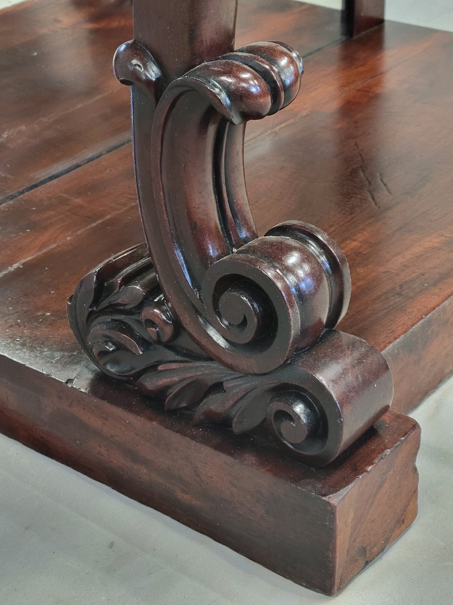 Antique 19th Century Mahogany Console Table With Carrara Marble Top