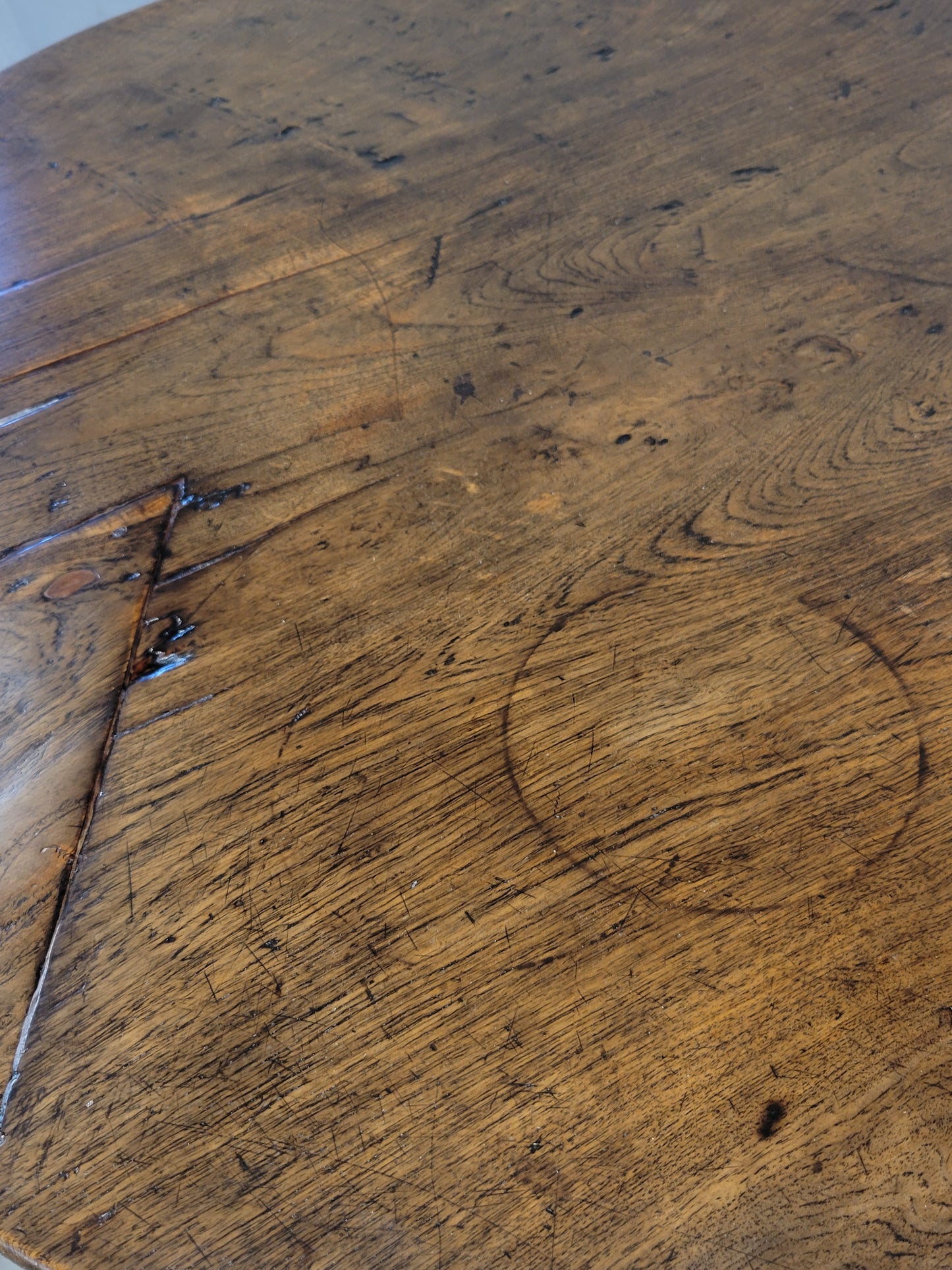 Antique Dutch Colonial Rustic Round Teak Dining Table