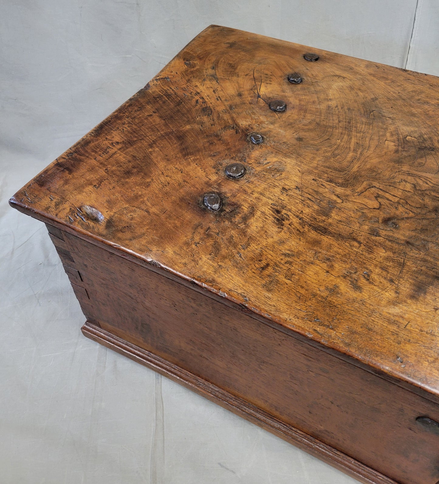 Antique Teak Storage Box With Iron Hardware Coffee Table (RL)