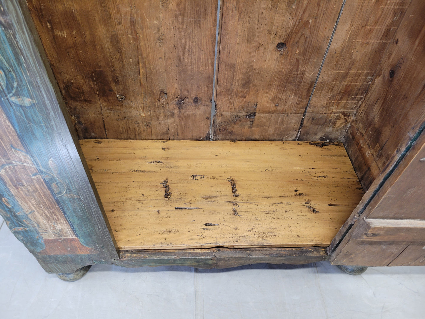 Antique Early 1800s Eastern European Pine Wardrobe Armoire With Original Paint