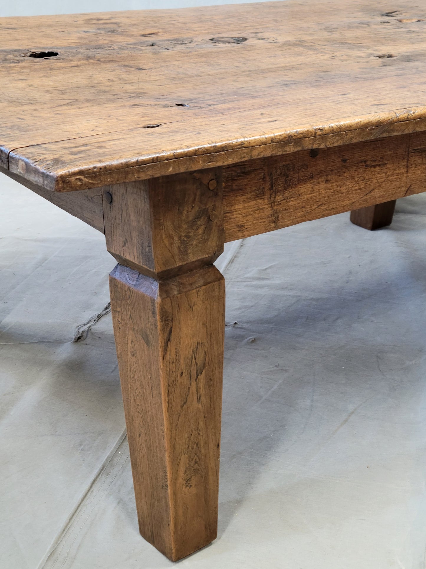 Vintage Rustic Single Slab Burl Teak Coffee Table by the Jason Scott Collection