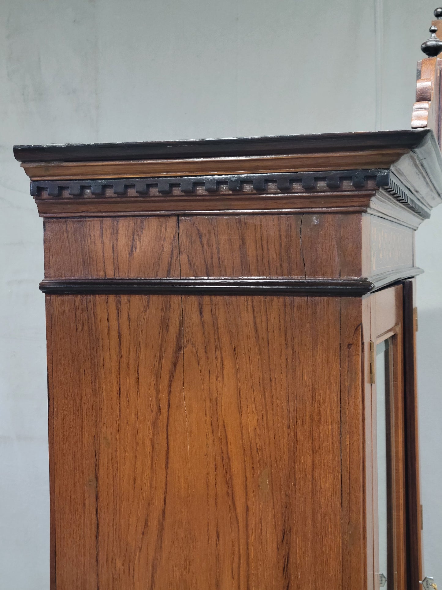 Antique Circa 1900 Anglo Indian Teak and Rosewood Mirrored Cabinet With Inlay