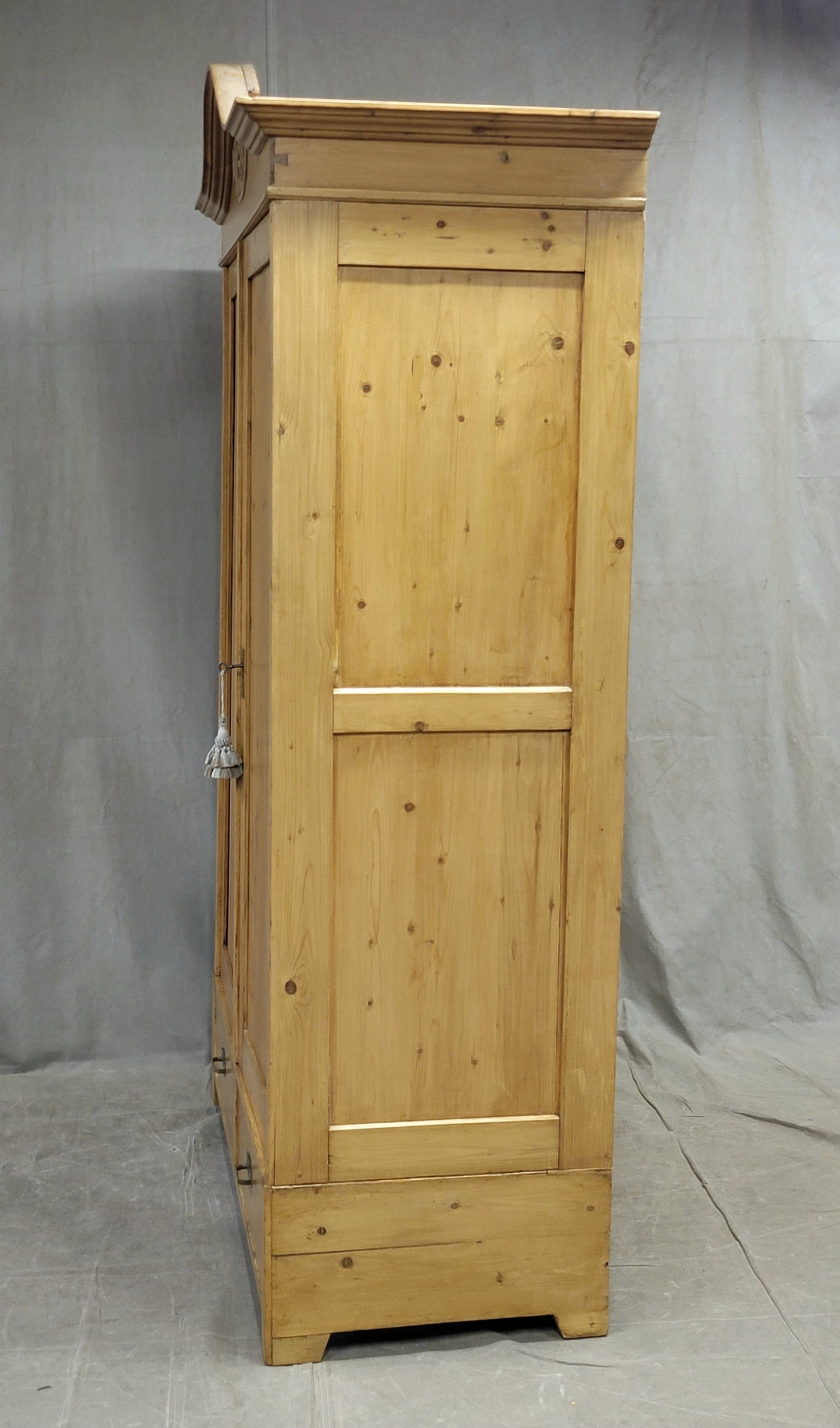 Antique Swedish Pine Armoire With Shelving