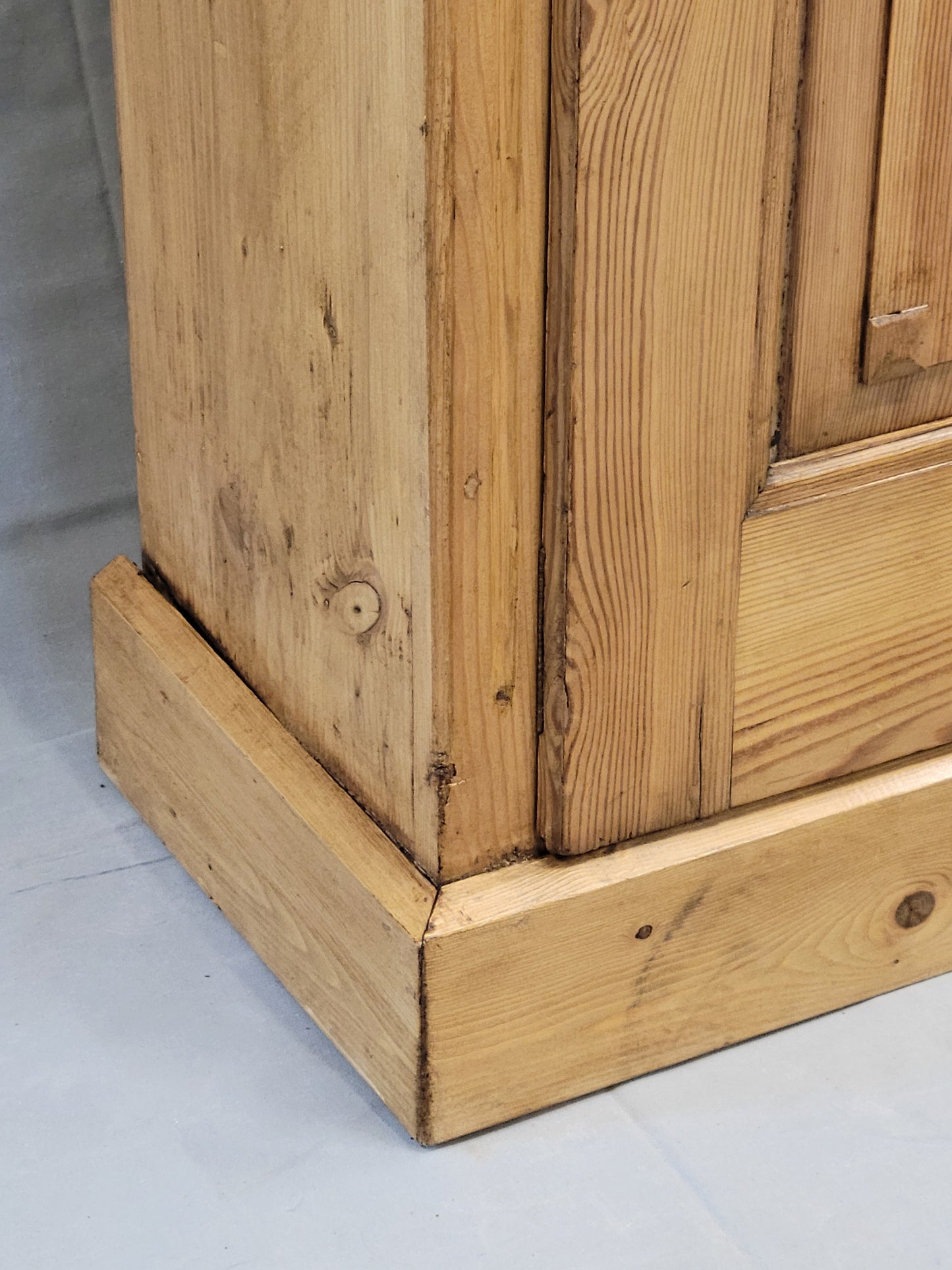 Antique Dutch Pine Single Door Bookcase Cabinet With Glass Inset