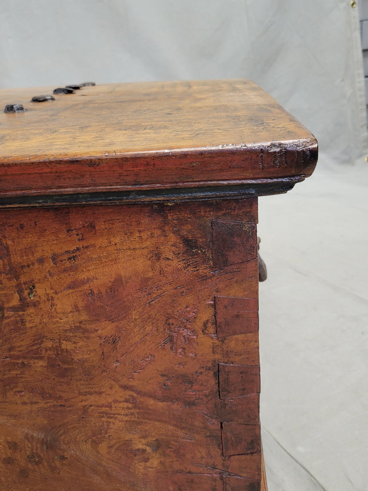 Antique Teak Storage Box With Iron Hardware Coffee Table (RL)