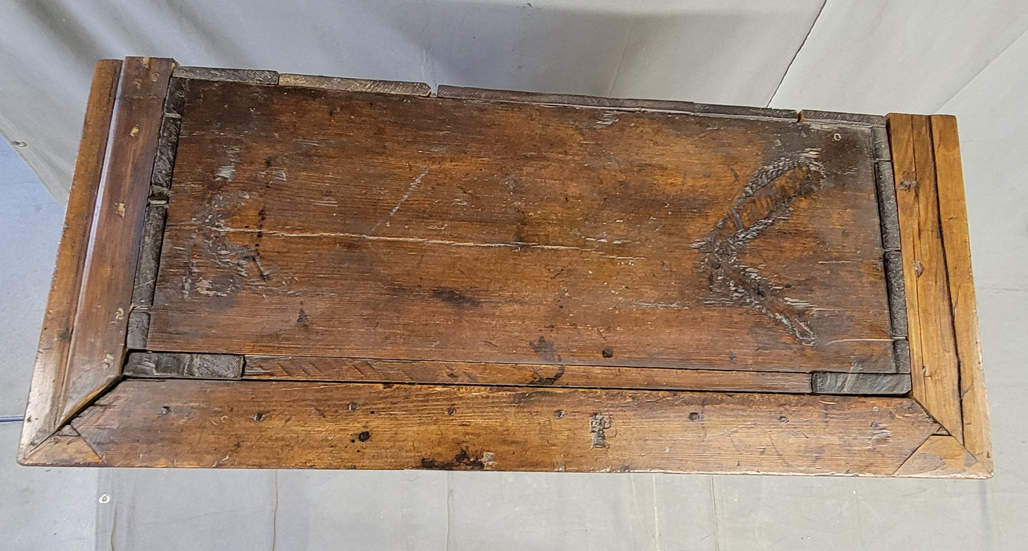 Antique 19th Century Austrian Pine Cupboard With Original Faux Bois Paint and Floral Accents