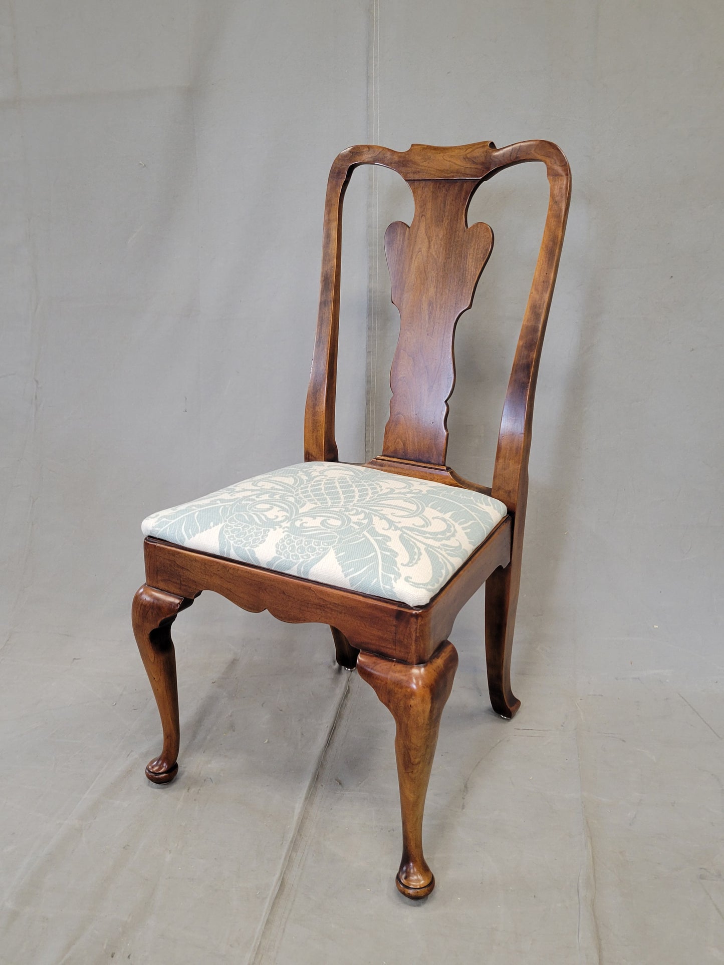 Set of 10 Vintage 1980s Statton Furniture Dining Room Chairs With Tommy Bahama Fabric Seats