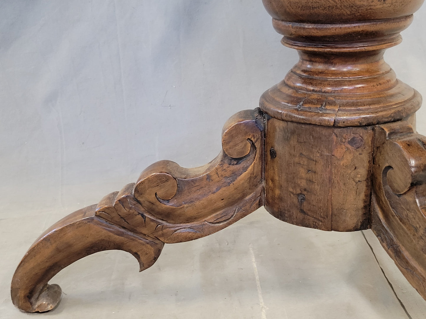Antique Dutch Colonial Rustic Round Teak Dining Table