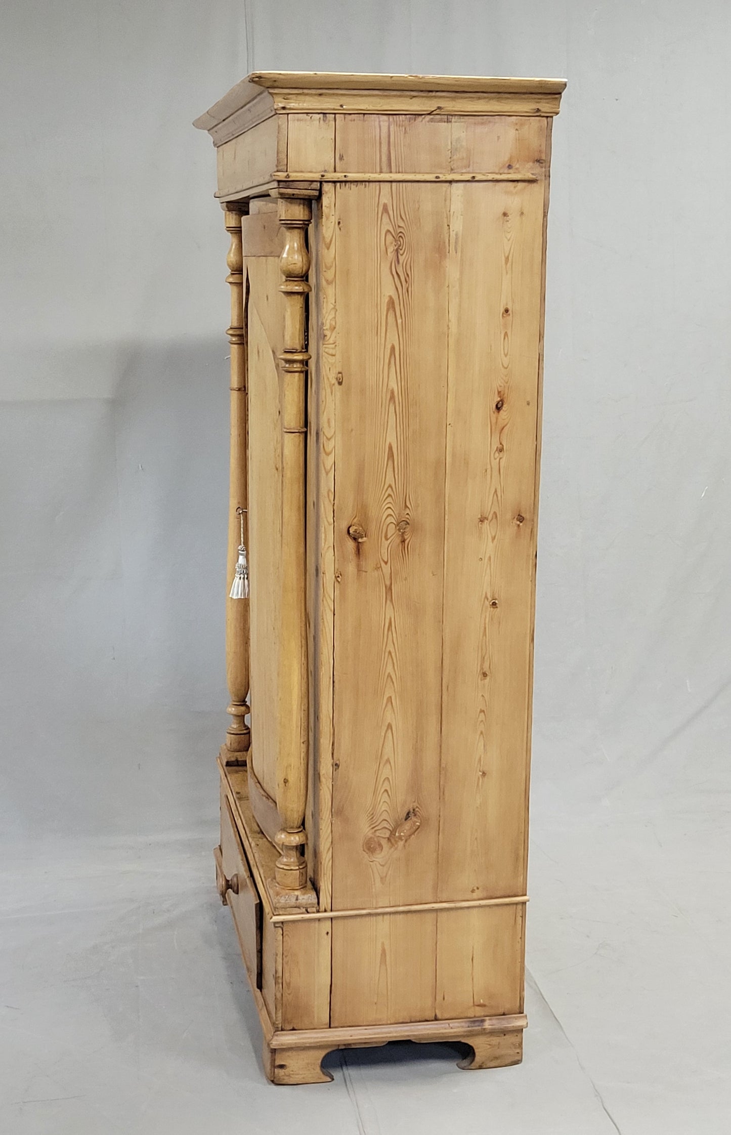 Antique 19th Century Danish Scandinavian Pine Bow Front Armoire Wardrobe
