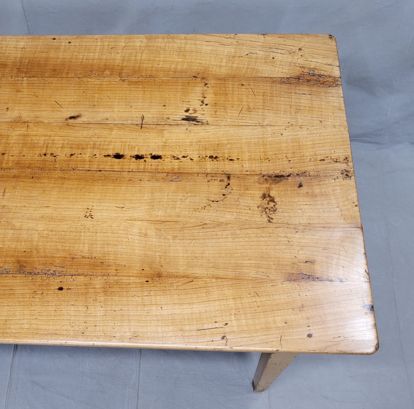 Antique French Provincial Cherry Farmhouse Table With Breadboard and Drawers