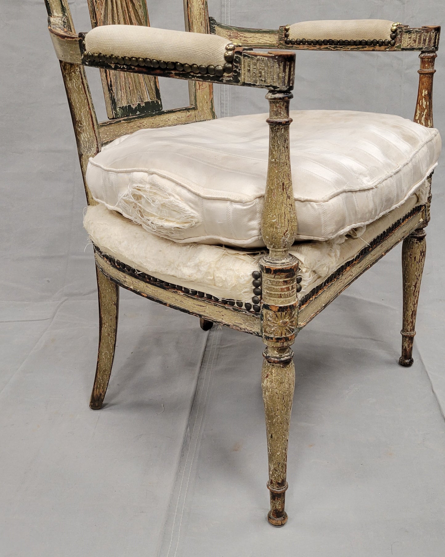 Antique Maison Jansen Style French Louis XVI Painted Fauteuil Chairs - a Pair