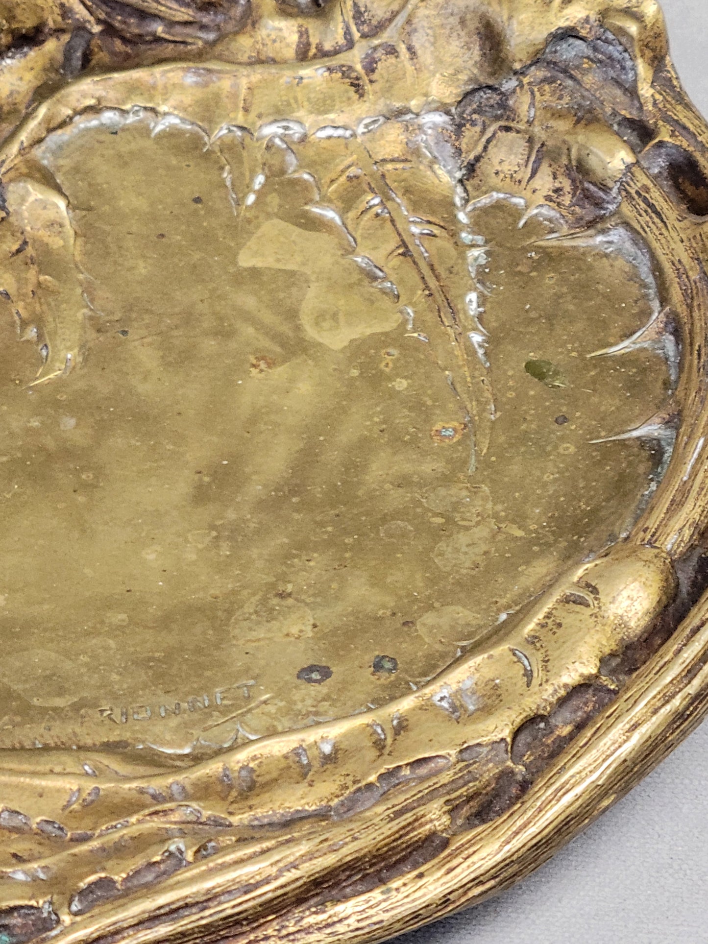 Antique Art Nouveau Signed Albert Marrionet Bronze "Vide Poche" Valet Tray (RL)