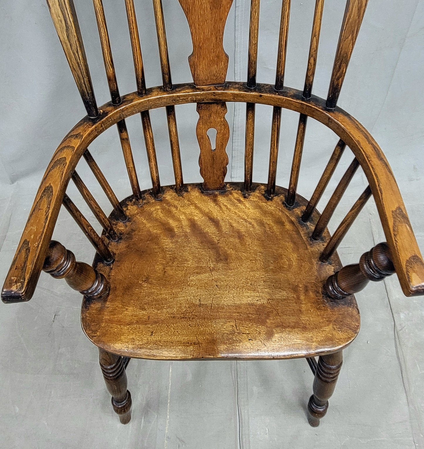 Vintage English Oak and Elm Windsor Chairs - A Pair