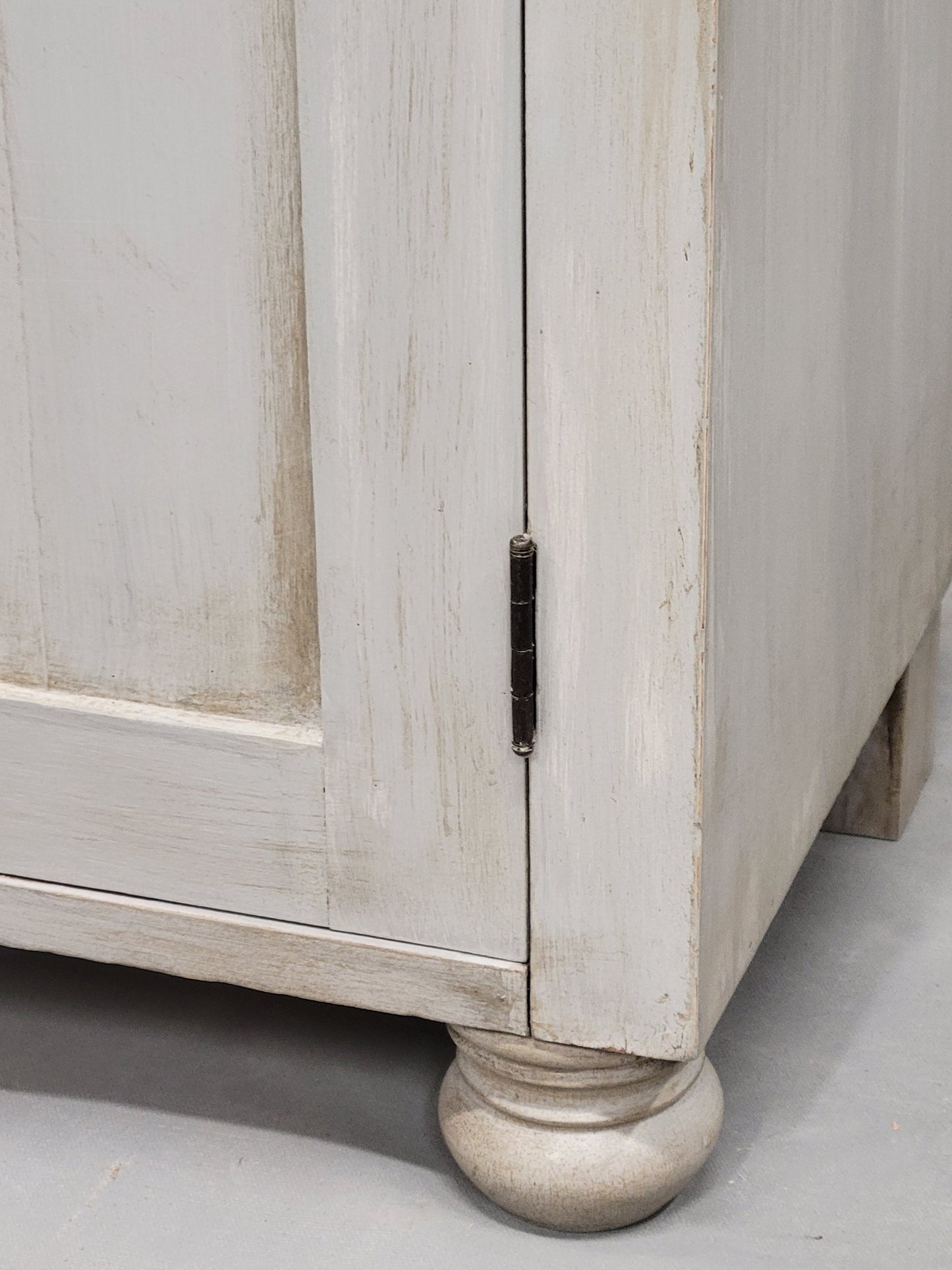 Pair of Vintage Painted Pine Nightstands With Carrera Marble Tops