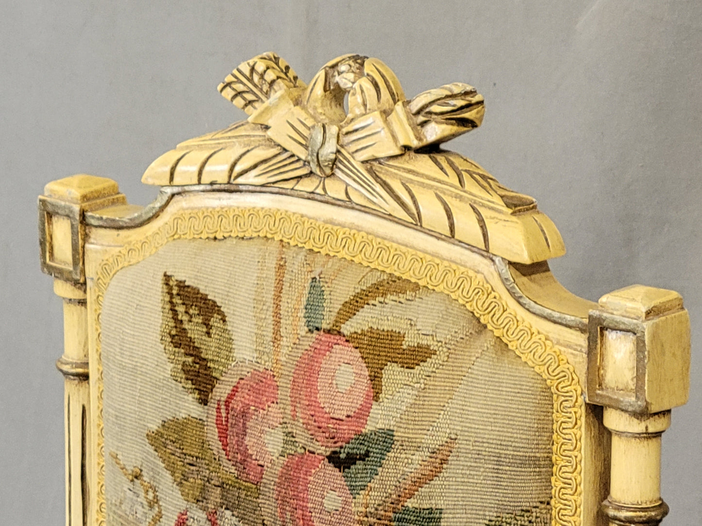 Vintage French Neoclassical Style Chairs With Antique Tapestry Upholstery - a Pair